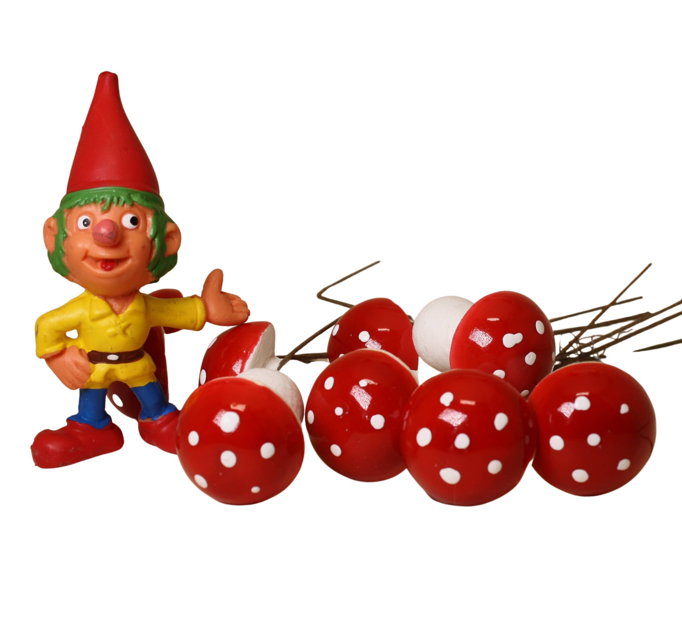   Red Mushrooms - 3/4" Red Spun Cotton - 10 Pcs - 218-0167 for wholesale on Faire4