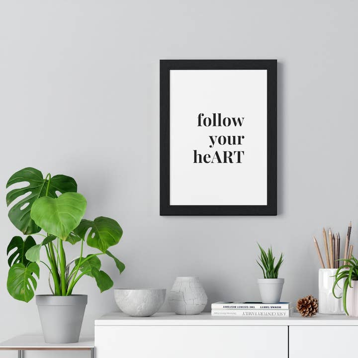 "Follow Your Heart" Framed Poster Print for wholesale by Crystal Sokuu