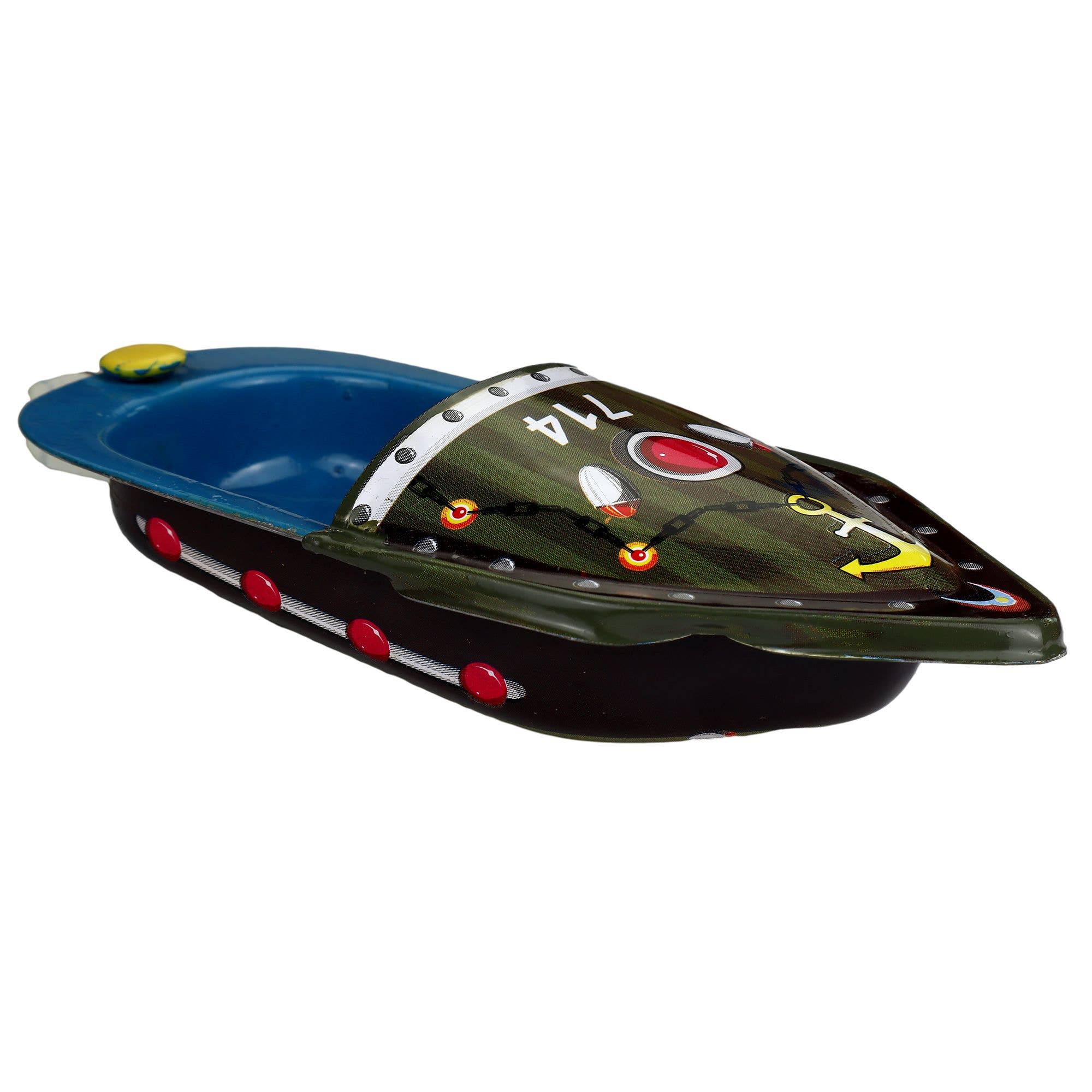 Tribal Trade GmbH – wholesale Decorative figurine – Tin Toy Candle Boat Pop Pop Boat Mini Litho Green2