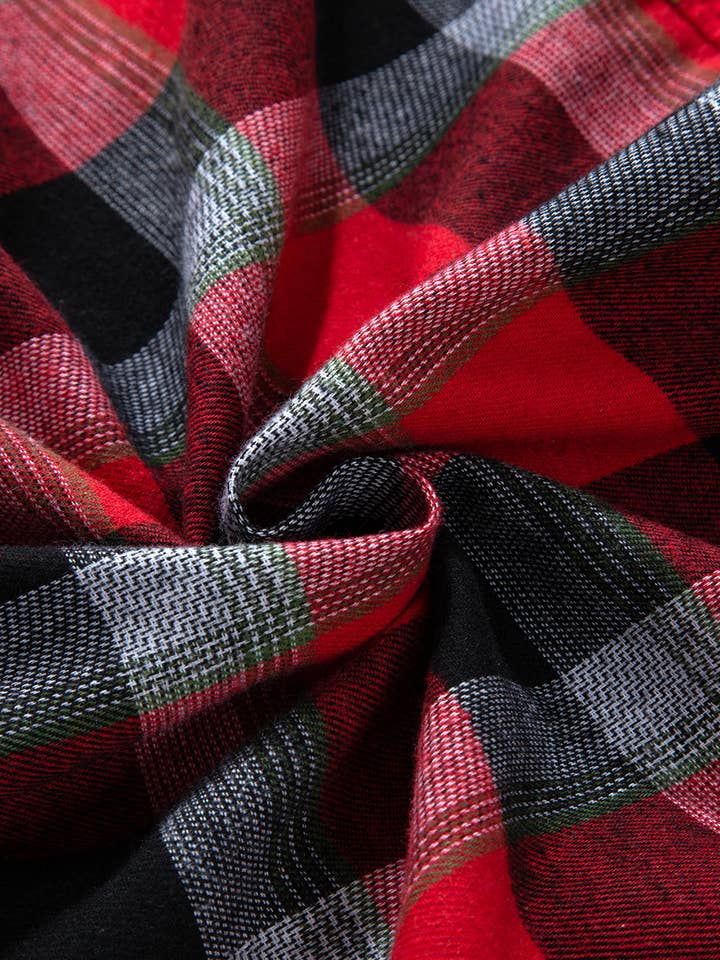 Red LALALOO Christmas Plaid Shirt and Pants Lounge Set for wholesale on Faire4