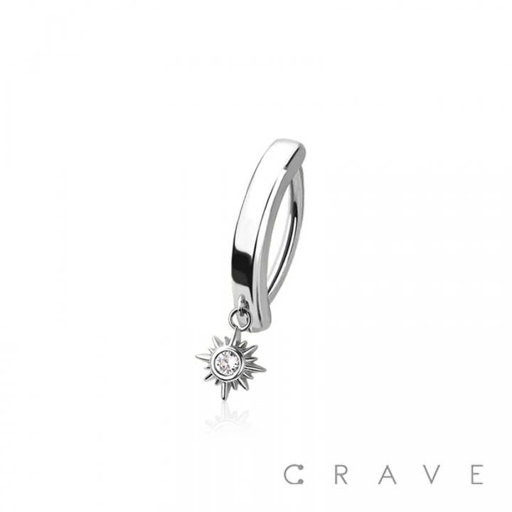 CRAVE BODY JEWELRY - Wholesale Belly Ring - 316L SURGICAL STEEL MULTI CZ SUN BURST RAIL CLICKER BELLY