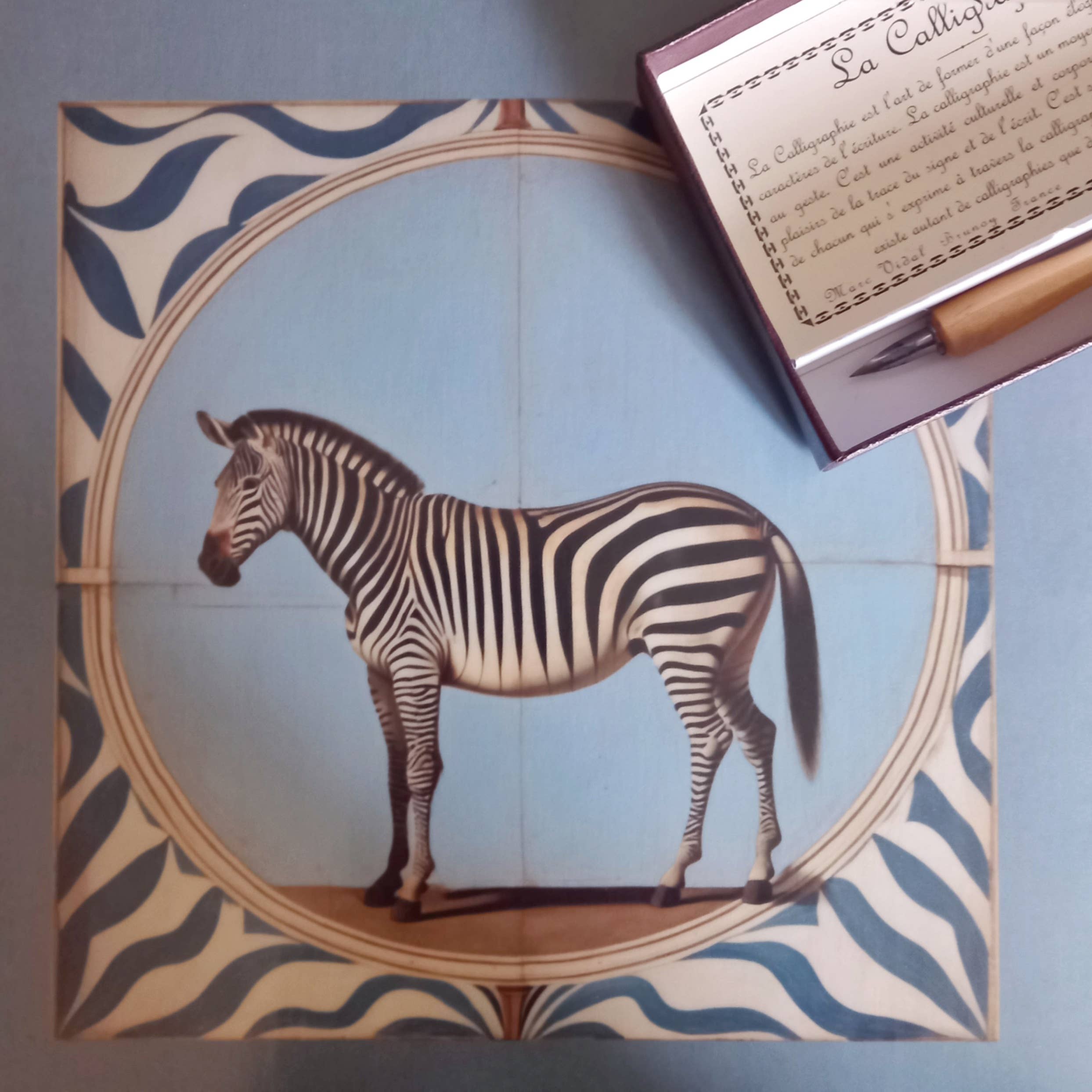 Odalisque Paris - Wholesale Decorative Tray - Blue square tray the Zebra6