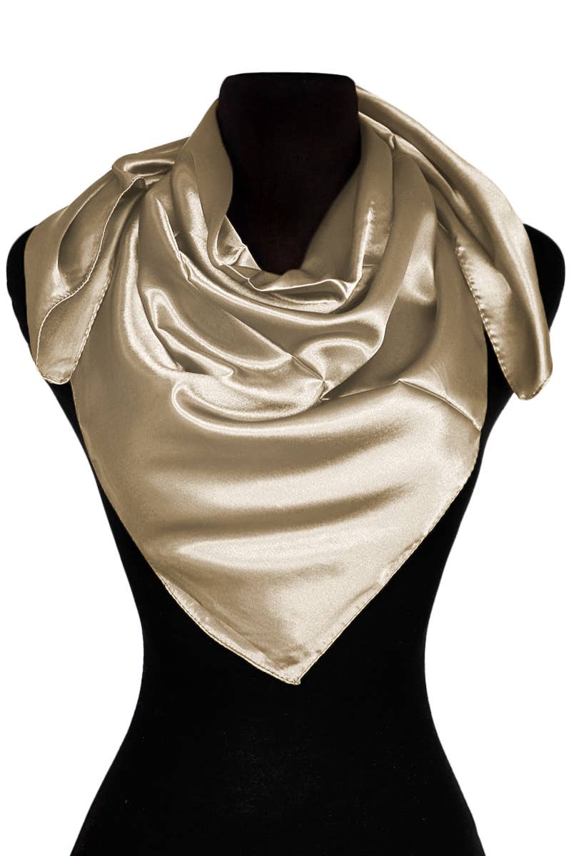 Cap Zone - Vente Écharpe – femme - Foulard carré brillant en satin polyester effet soie20
