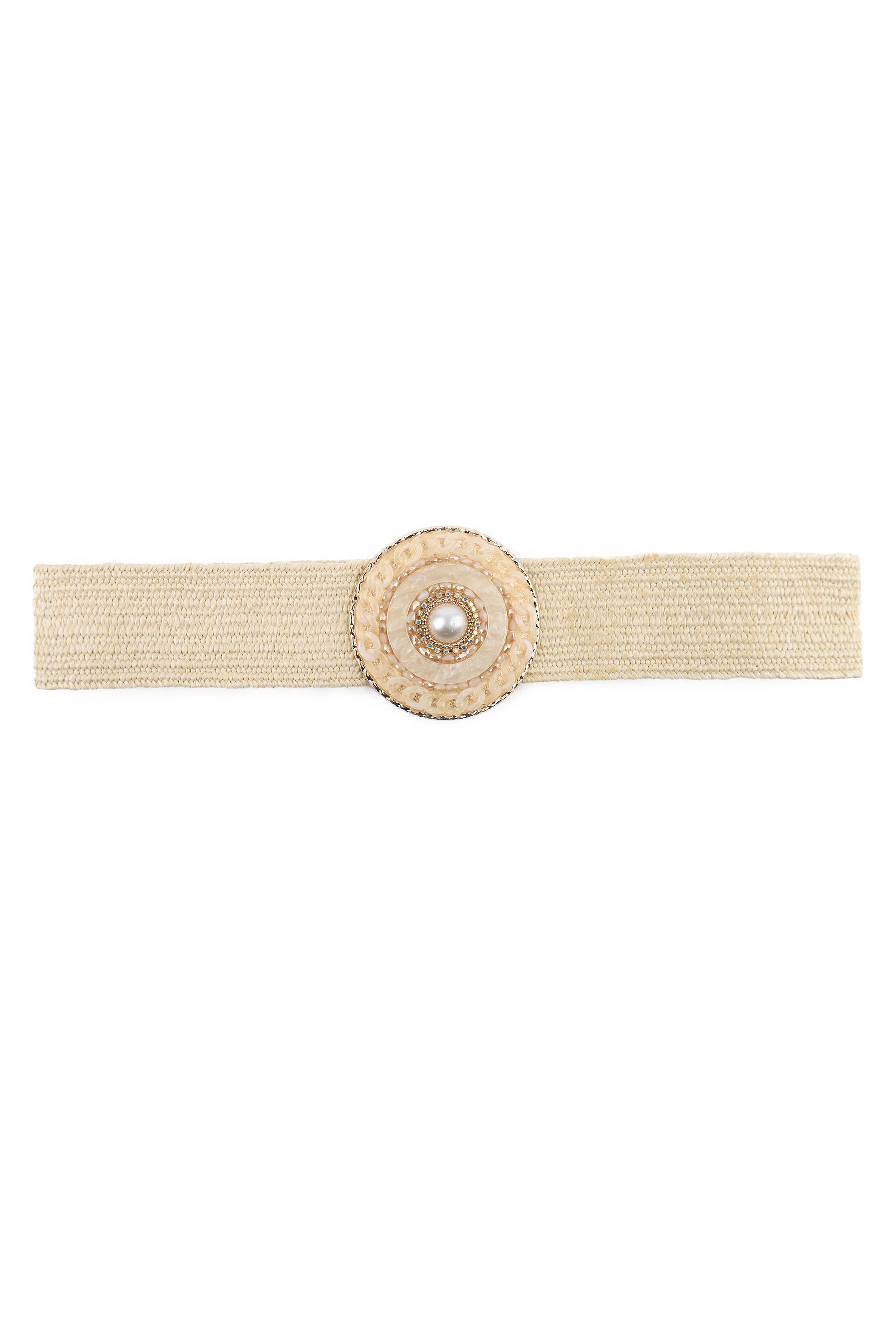 PHANIE MODE - Wholesale Belt - Women's - Elastic Straw Effect Belt with Round Buckle – C-263502