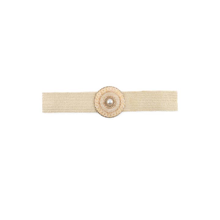 PHANIE MODE - Wholesale Belt – Women's - Elastic Straw Effect Belt with Round Buckle – C-263502