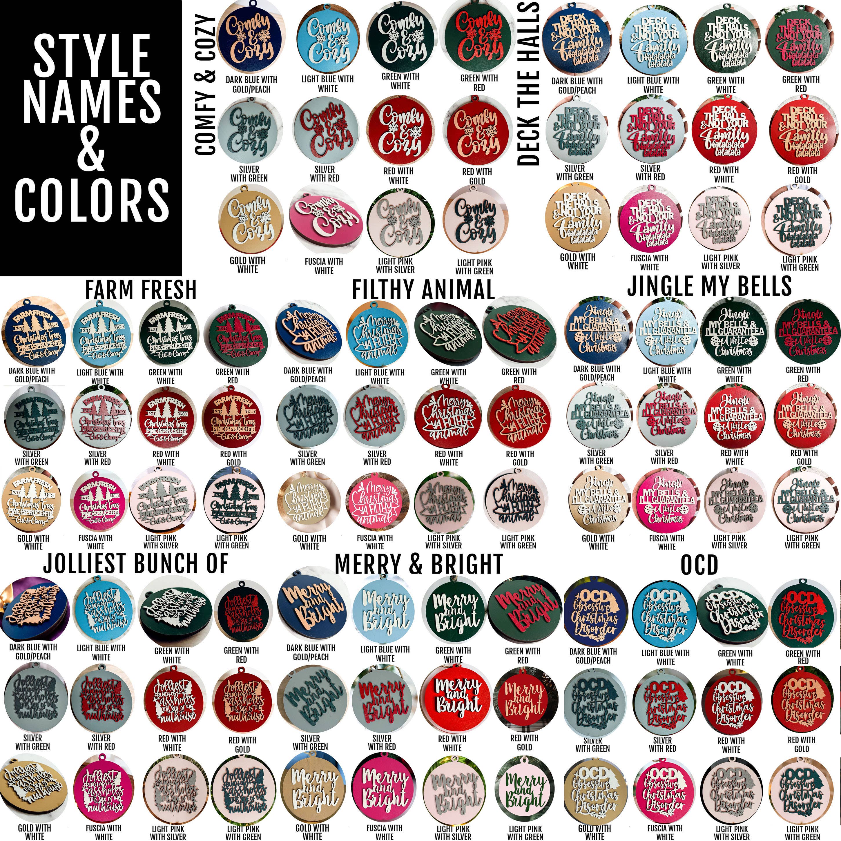 Gia Roma - Wholesale Ornament - Hanging Christmas Decor + Handmade Wooden Ornament Funny1