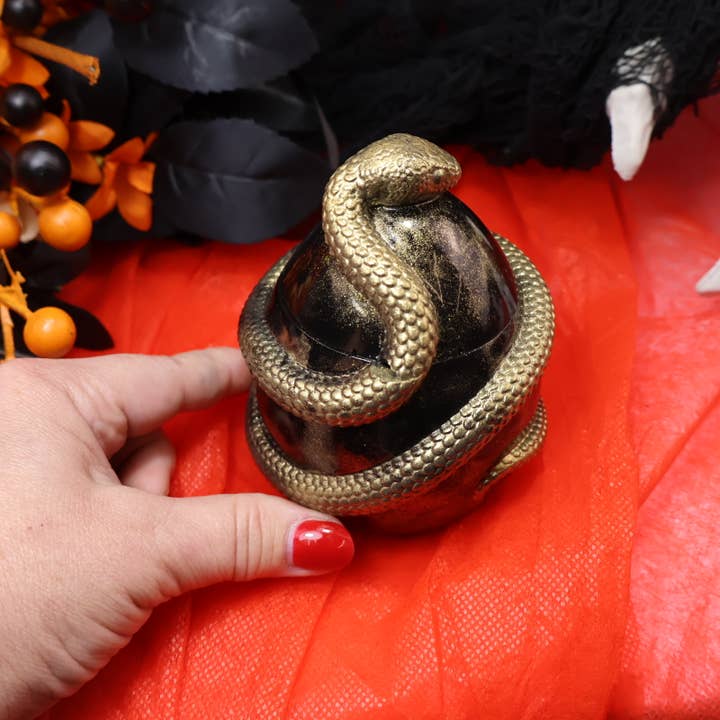 KIZIMA - Wholesale Decorative Box - Black Egg Jewelry Box Wrapped with Golden Snake | Halloween | KIZIMA3