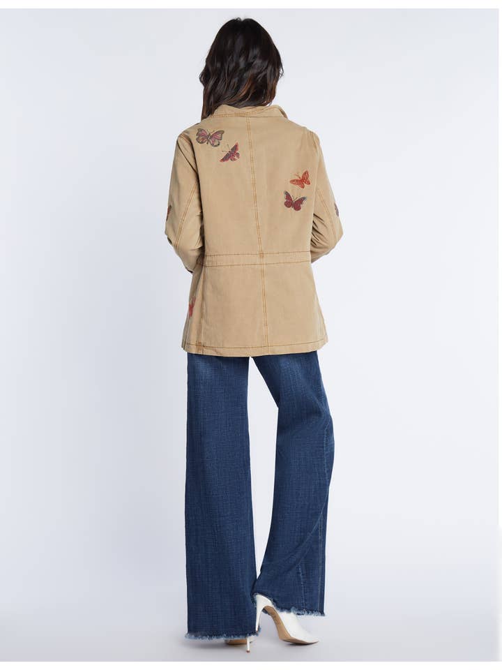 Khaki Rider Embroidered Jacket for wholesale on Faire3