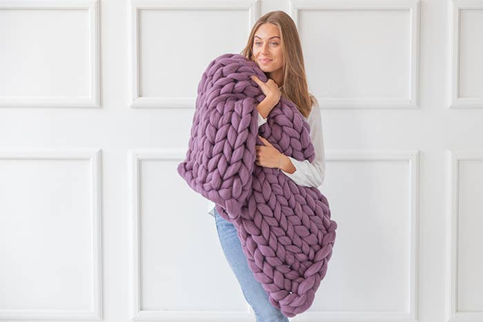 woolexperts – wholesale Throw blanket – Chunky knit blanket 100% merino wool arm knit30x50"-80x130cm3