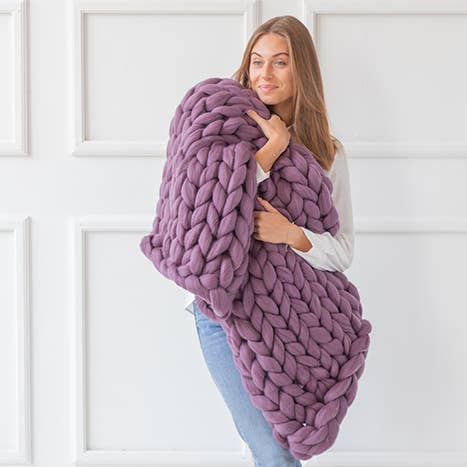 woolexperts – wholesale Throw blanket – Chunky knit blanket 100% merino wool arm knit30x50"-80x130cm3