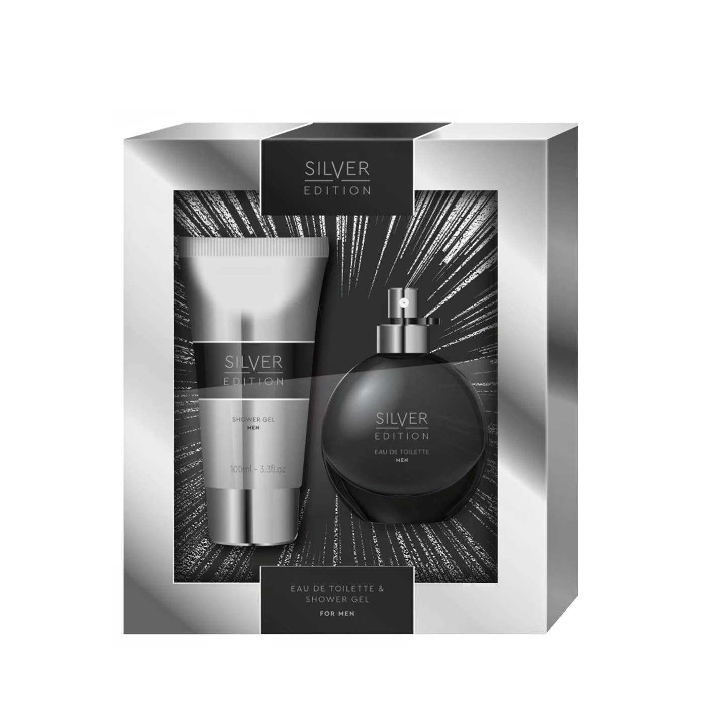 IngrossoBeauty by INCI Srl - Wholesale Bath & Body Set - Men's - Men's Silver Cosmetic Gift Set