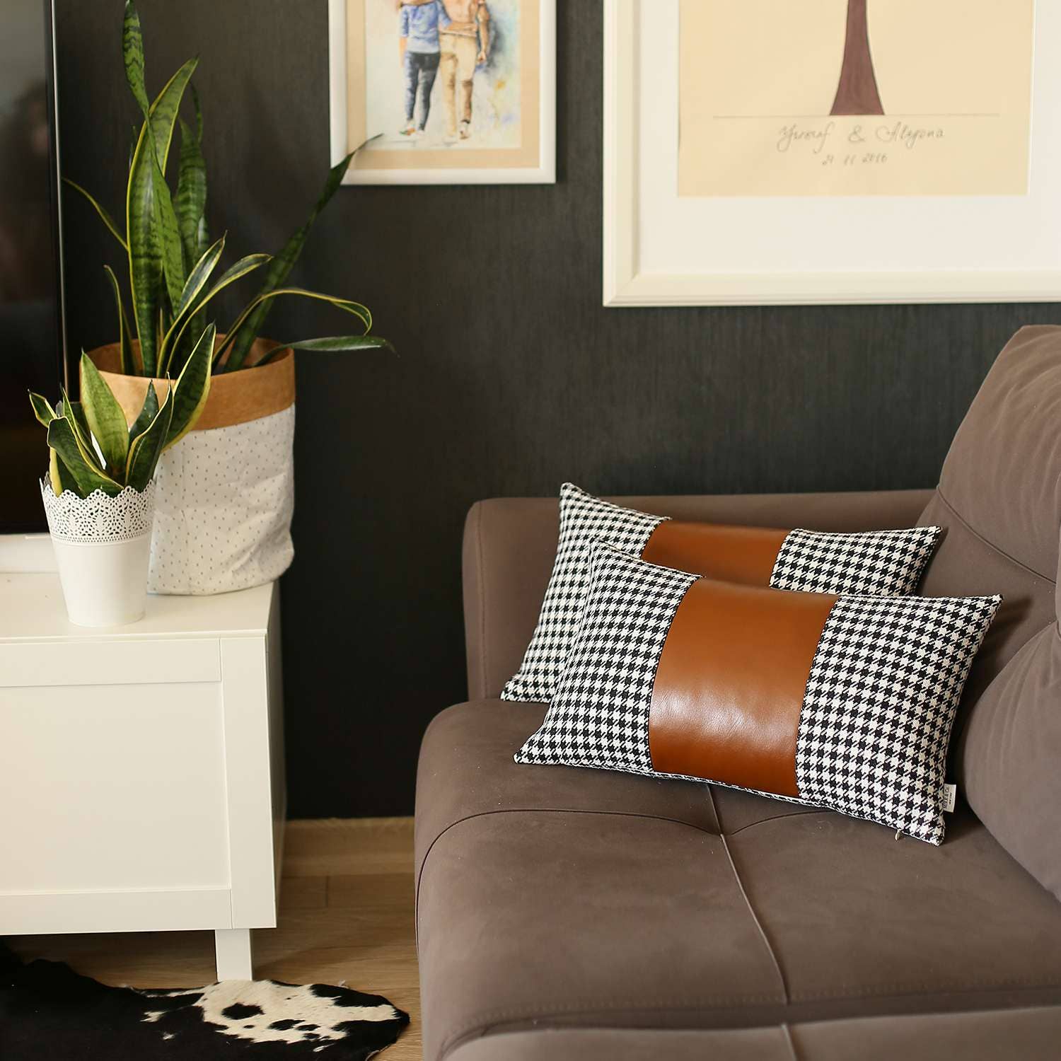 MIKE & Co.   NEW YORK - Wholesale Throw Pillow Cover - Boho-Chic Decorative Vegan Faux Leather Pillow Covers 2Pcs0