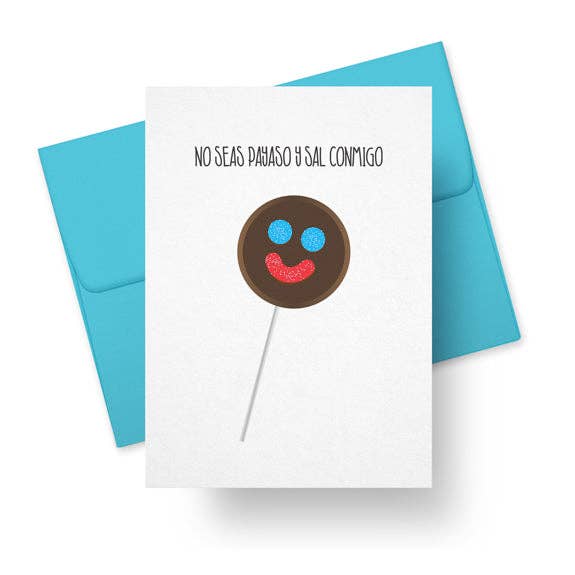 Carte espagnole No Seas Payaso Paleta Clown Love pour la vente par Paper Tacos®