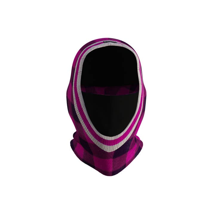 Pook Ninja - Pasamontañas de forro polar de doble capa, color rosa a cuadros y negro para venta al por mayor de POOK