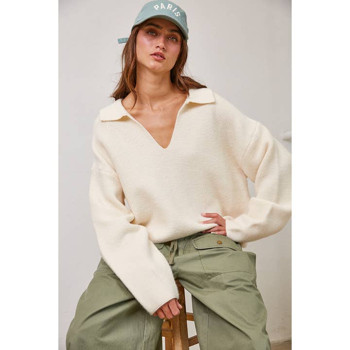 V Neck Polo Collared Pullover Sweater and other Purchase Wholesale mock cream. Free Returns & Net 60 Terms on Faire trending on Faire.