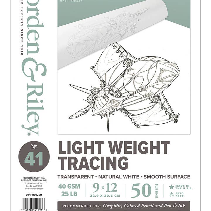 Chartpak, Inc. - Wholesale Sketchbook/Sketchpad - 41 Tracing 9x12, 25 lb./40 GSM paper, 50 ct, tape bound pad0