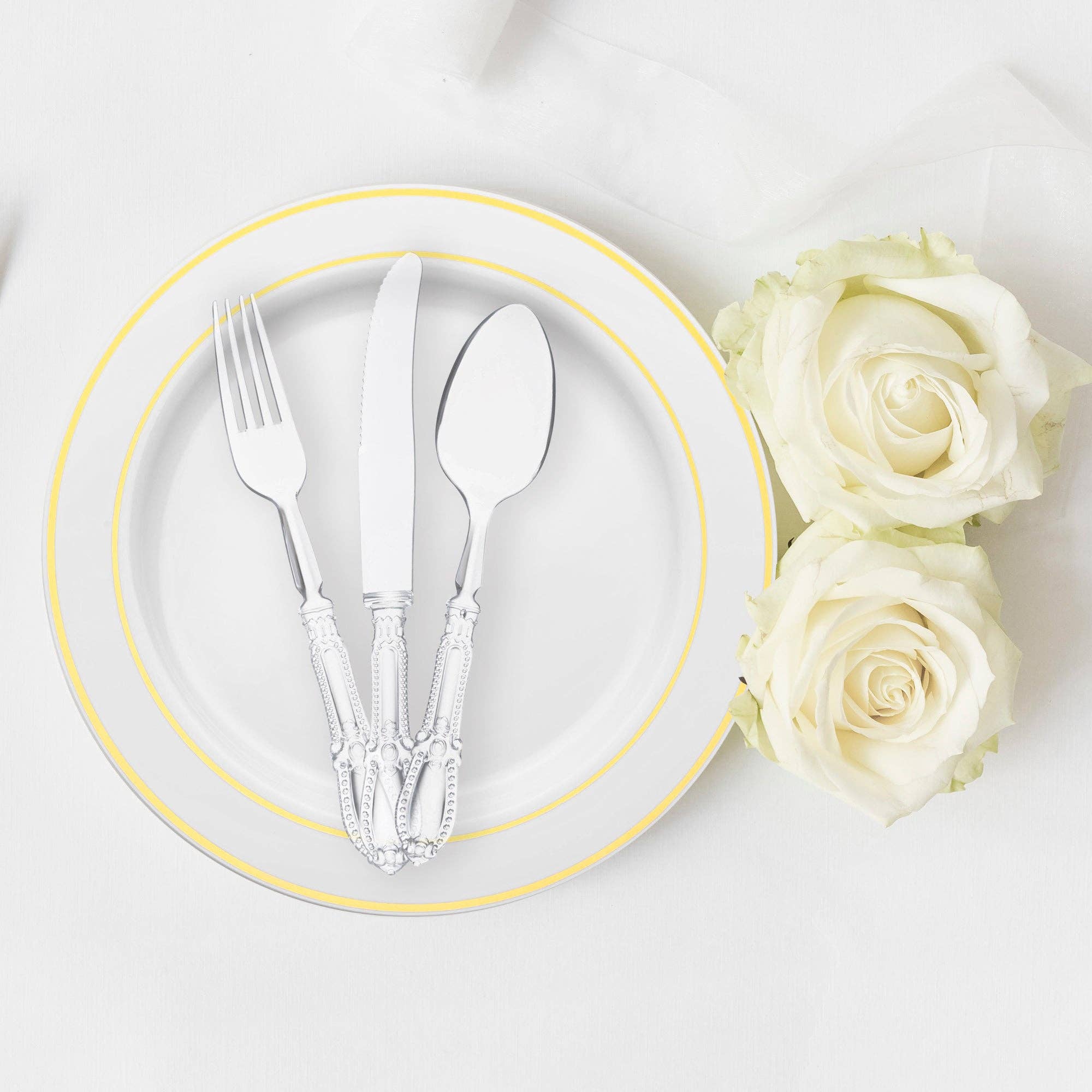 Smarty had a Party - Wholesale Assorted Cutlery Set - Clear Baroque Disposable Plastic Cutlery Set - 20 Guests7