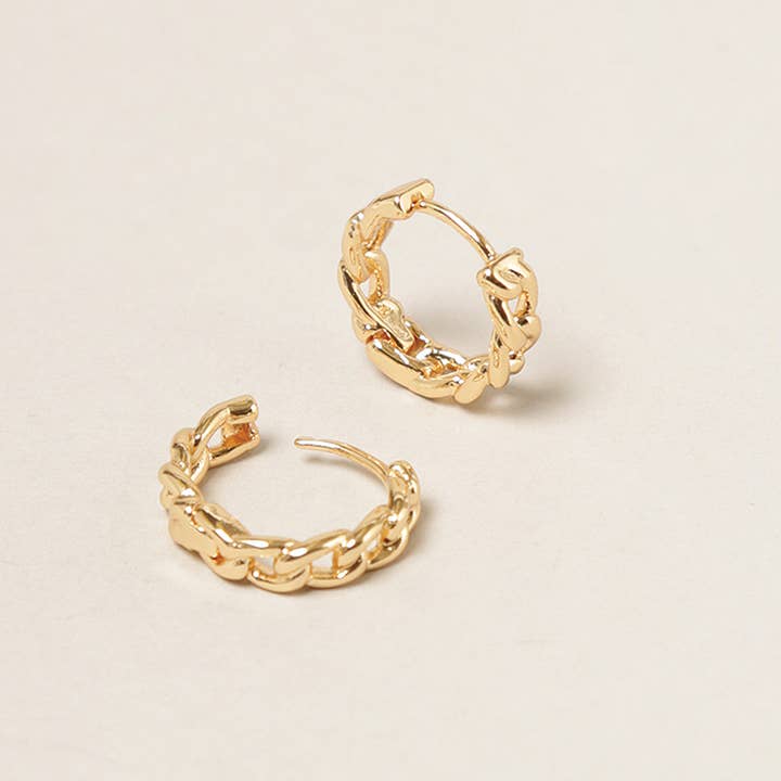 Fashion City - Wholesale Hoop Earrings - 14K Gold Dipped Link Hoop Earrings2
