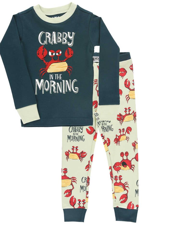 Crabby Blue Long Sleeve Pajama Set for wholesale by Lazy One