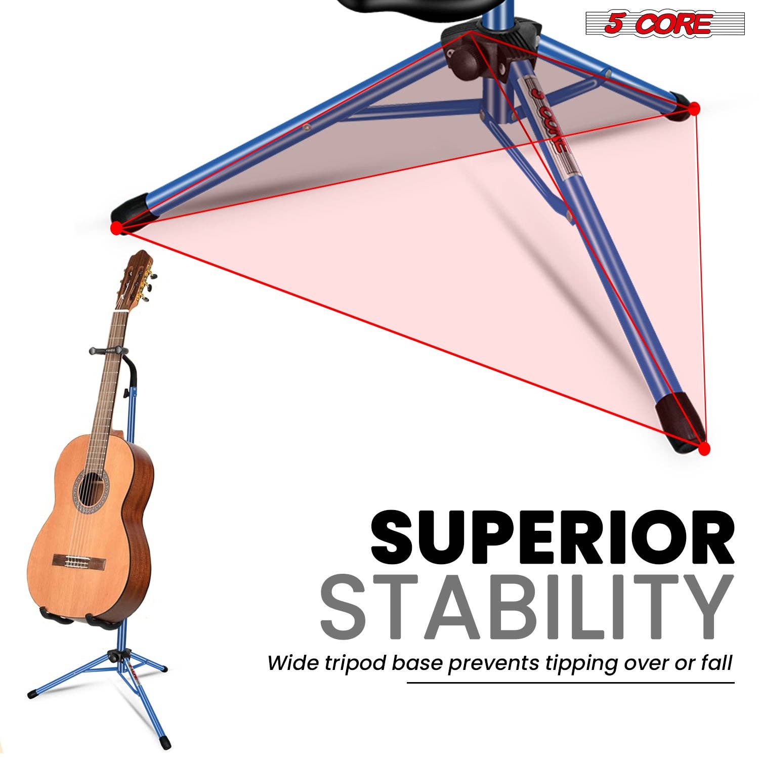 K Cube Inc - Wholesale Musical Instrument - 5Core Guitar Stand Pair Floor Folding Holder Soporte Para Guitarra for Acoustic Electric Bass5