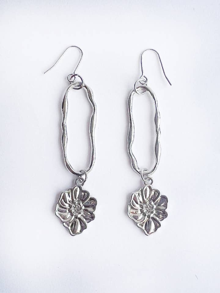 Silver Bloom Drop Earrings for wholesale by cukimber