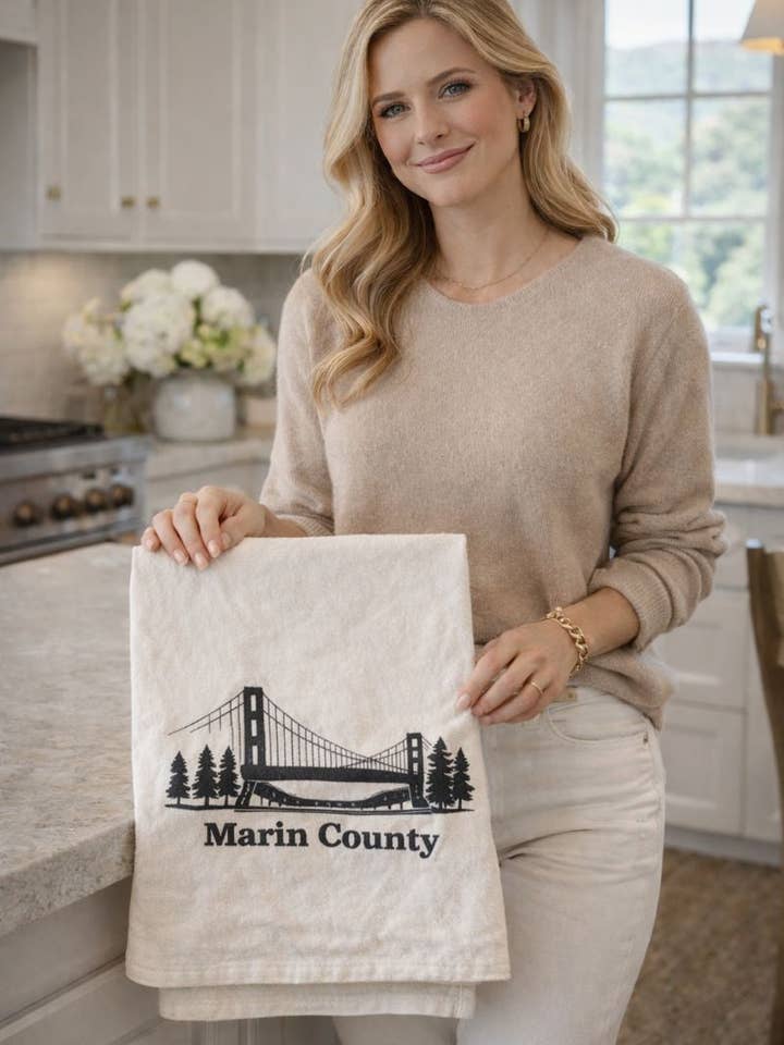 Marin County Organic Flour Sack Tea Towel – 27” x 27” California Kitchen Towel for wholesale by Luma Vintage