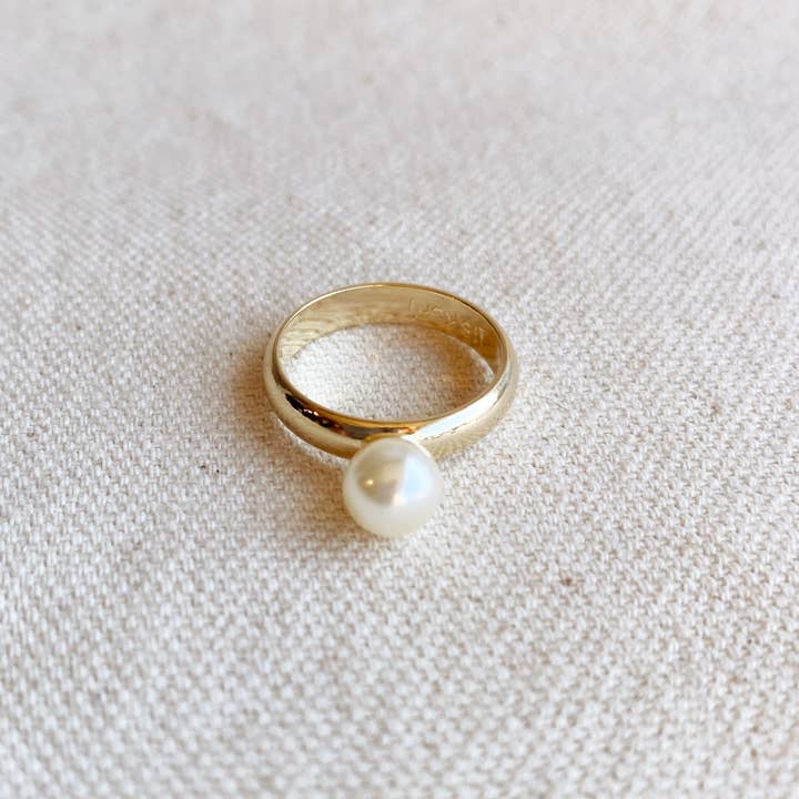 GoldFi - Wholesale Single Stone/Solitaire Ring - 18k Gold Filled Solitaire Pearl Ring1