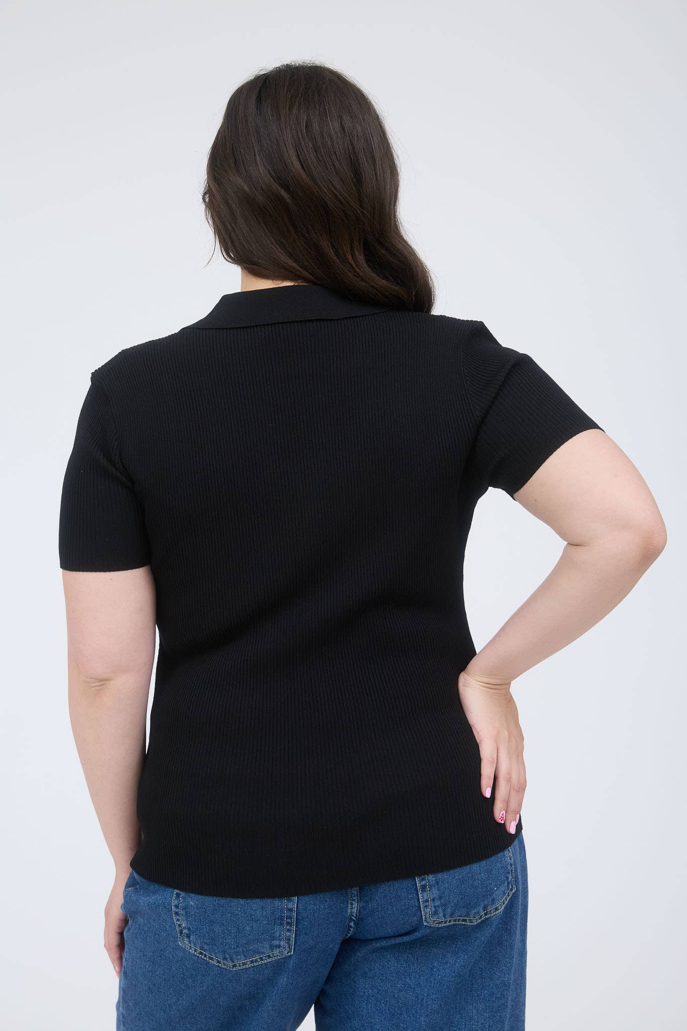 The Workshop Studio - Wholesale Knit Top - Women's - PLUS GOLD SNAP BUTTON SWEATER KNIT POLO5