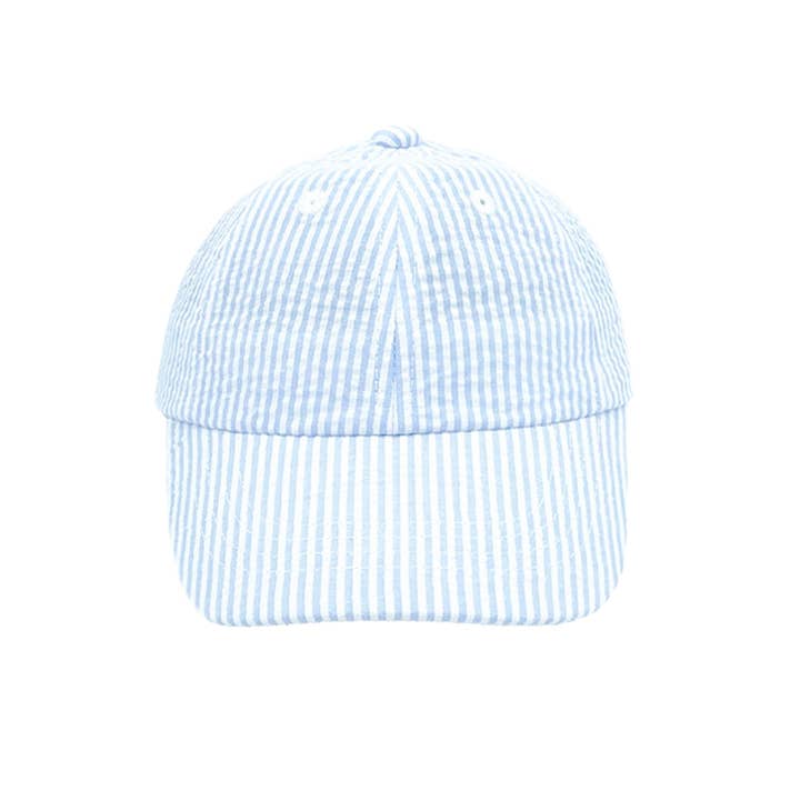 Bits & Bows - Wholesale Baseball Cap - Kids - Baseball Hat in Blue Seersucker (Baby)