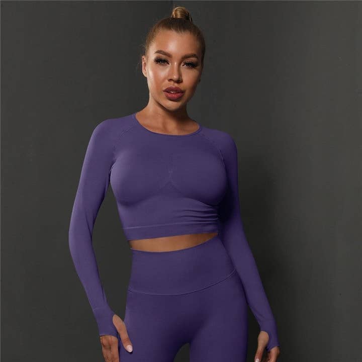 FurDecoration - Wholesale Athletic top – Women′s - Solid Color Sports Compression Long Sleeve T-Shirt