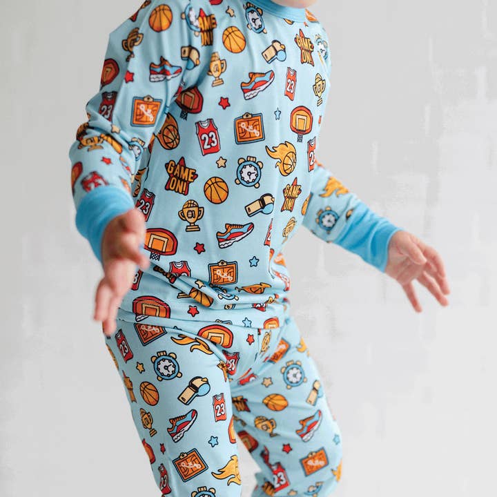 Basketball Two-Piece Pajama Set for wholesale by Tailgate Tikes