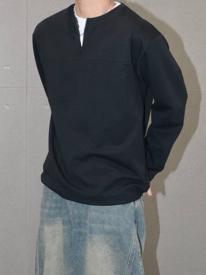 Maglia a maniche lunghe con mezza zip per la vendita all'ingrosso da parte di Blanc.Noize