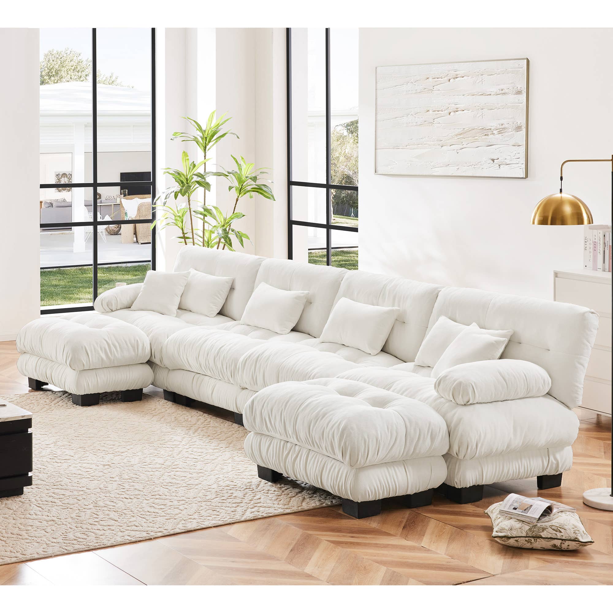 39F Inc. - Wholesale Sofa - Modular U-Shaped 4-Seat Green Chenille Sectional Sofa20
