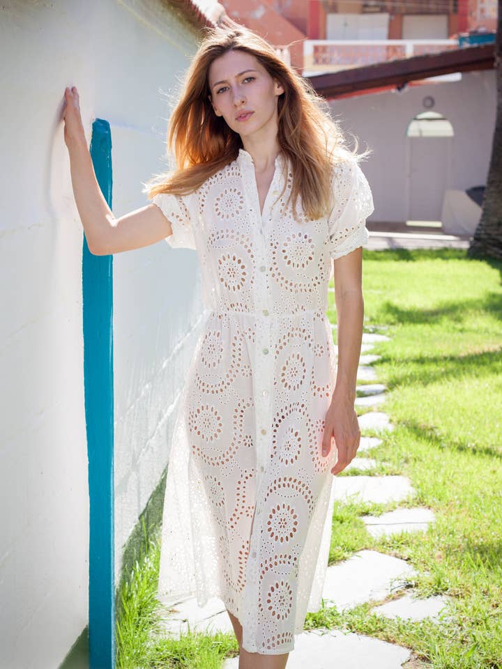 CAPRIOLO MIDI WHITE DRESS for wholesale by SOHUMAN