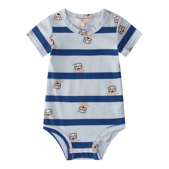 Body a maniche corte in cotone biologico per bambini Blue Sloth per la vendita all'ingrosso da parte di iMiN Kids