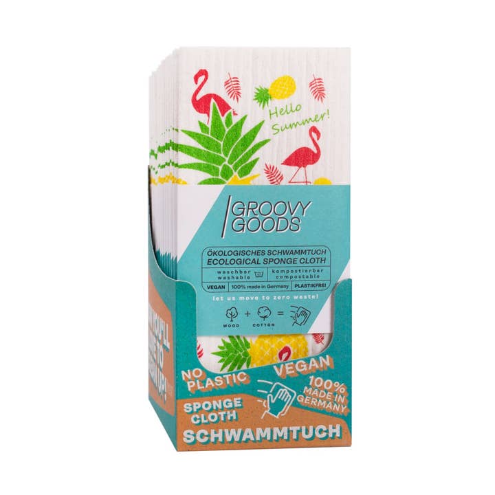 Ecological sponge cloth, hello summer design for wholesale by Groovy Goods