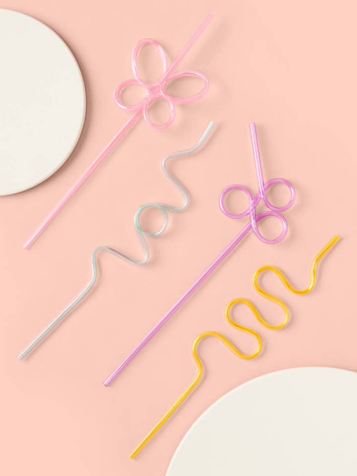 Reusable Pastel Party Swirly Straws, Garden Party Decor for wholesale by Petit Fetti