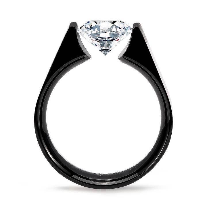 RG093B B.Tiff Black 2 ct Round Solitaire Engagement Ring for wholesale by B.Tiff
