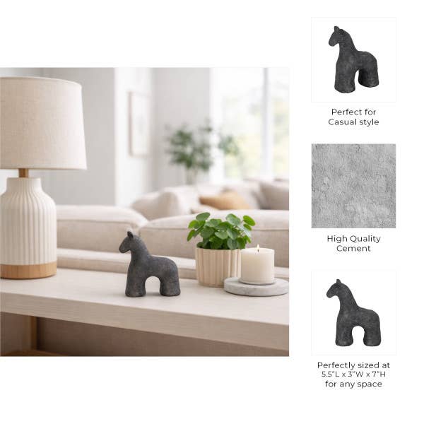 Sagebrook Home - Wholesale Decorative Figurine - Black 6 in. Cement Textured Horse Figurine4