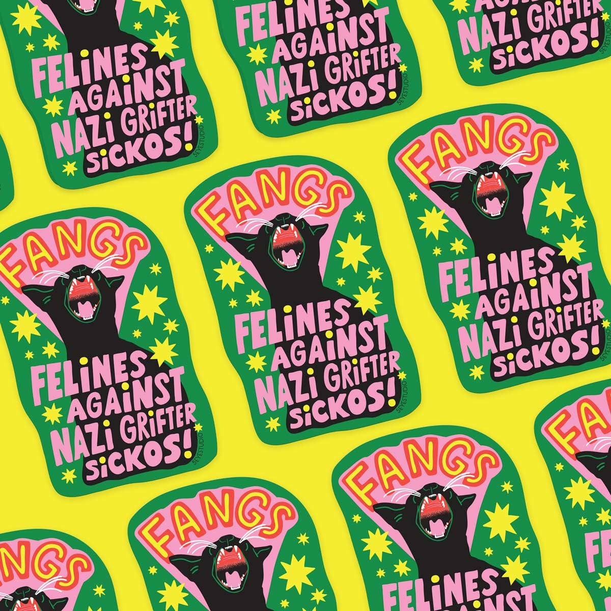 5 Eye Studio - Wholesale Sticker - FANGS Cat Vinyl Sticker1