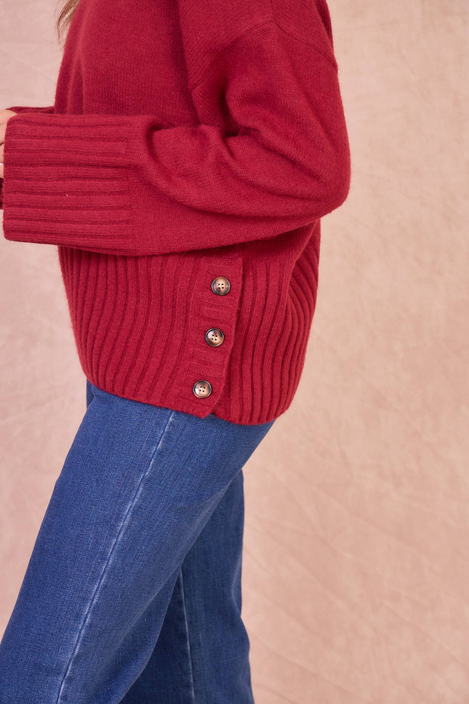 Calie Paris - Wholesale Knit Sweater - Women's - NATI – Button-Side Wool Blend Knit7