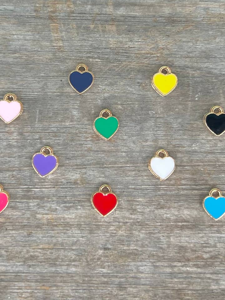 Mini Enamel Heart Charms for wholesale by Briano Wholesale