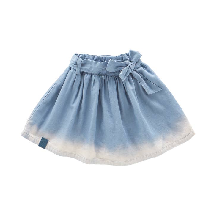 Denim kjol med bälte - Ljusblå Chambray för wholesale av OMAMImini