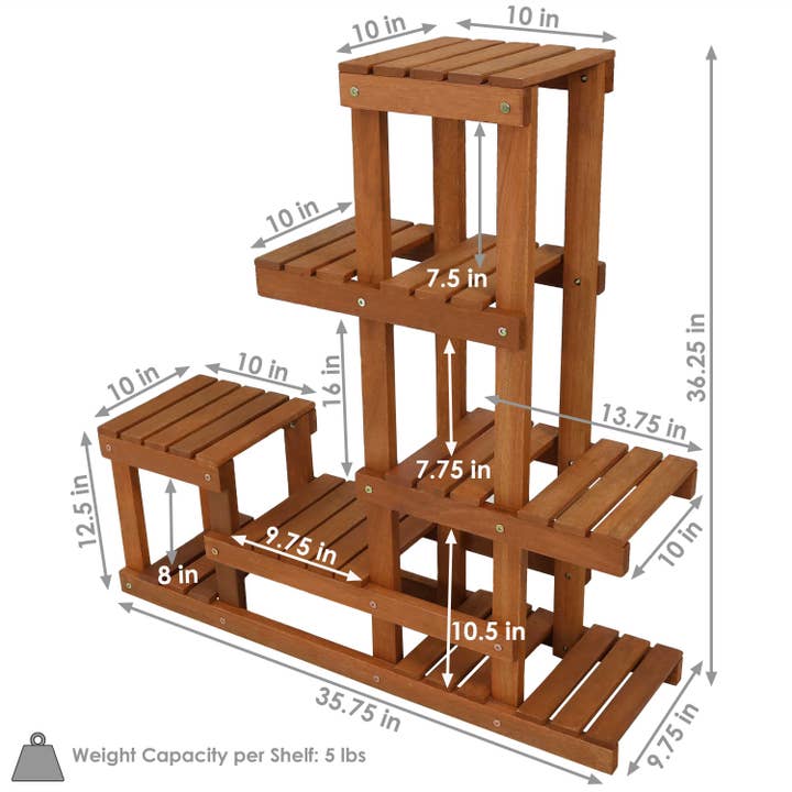 Sunnydaze Decor - Wholesale Plant Pot Stand - Meranti Wood Multi-Shelf Plant Stand - 36 in