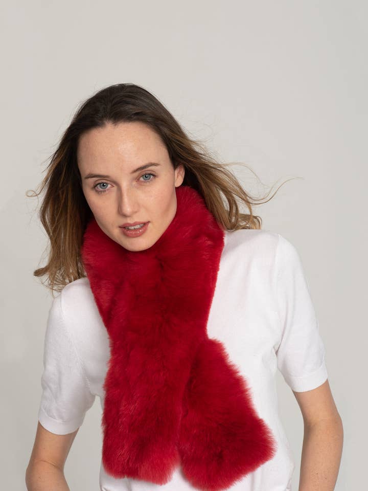 Kurzer roter Alpaka-Haarschal für den Großhandel von Be ALPACA