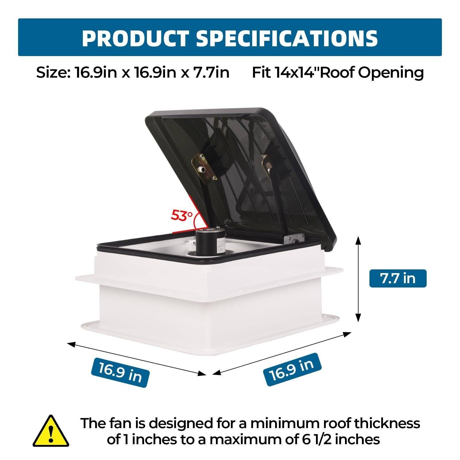 Hard Rock Health Stores - Wholesale  - RV Roof Vent Fan 14",Continuously Variable Reversible 12V Remote Control Trailer Roof Vent Low Noise with Rain Sensor,UV Protection,Thermostat for Camper,Travel,Cargo Trailer2