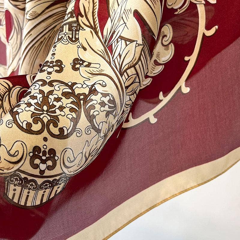 SueSilkHK - Wholesale Scarf - Women's - Green Boho Flora Chic Large Satin Scarf | 90x90cm Bandana | Twill Satin Shawl | Perfect Gift for Her, Mother's Day1