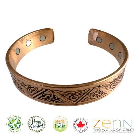 International Gifts Ltd. - Wholesale Cuff Bracelet - Zenn Pure Magnetic Copper Cuff Celtic Triquetra Bracele-0250