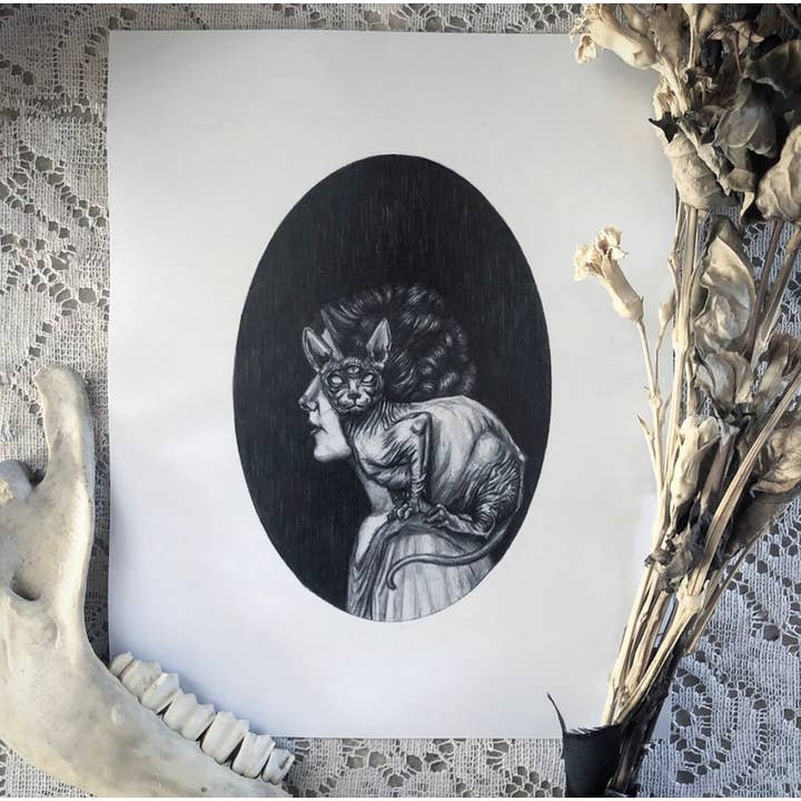 The Familiar Fine Art Print - Sphynx Cat for wholesale by Caitlin McCarthy Art