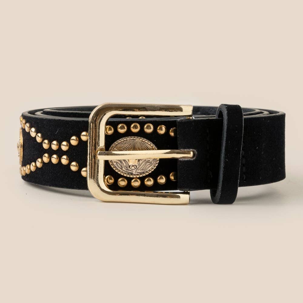 Anarchy Street - Venta al por mayor Cinturón - Mujer - Cinturón de cuero vegano con patrón occidental tachonado4